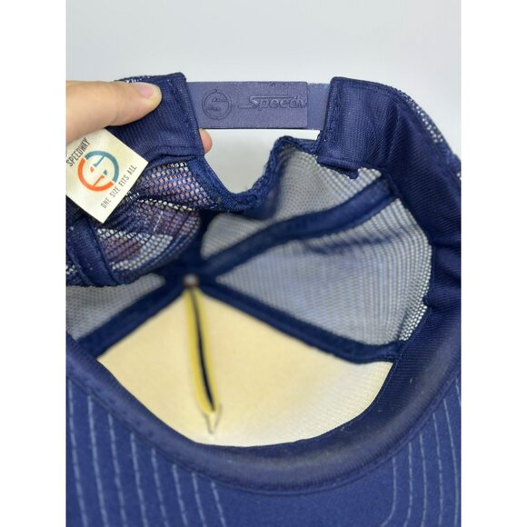 VTG Speedway “Talkin’ Baseball” Snapback Hat – 80s/90s Blue Trucker Cap One Size - Picture 6 of 7